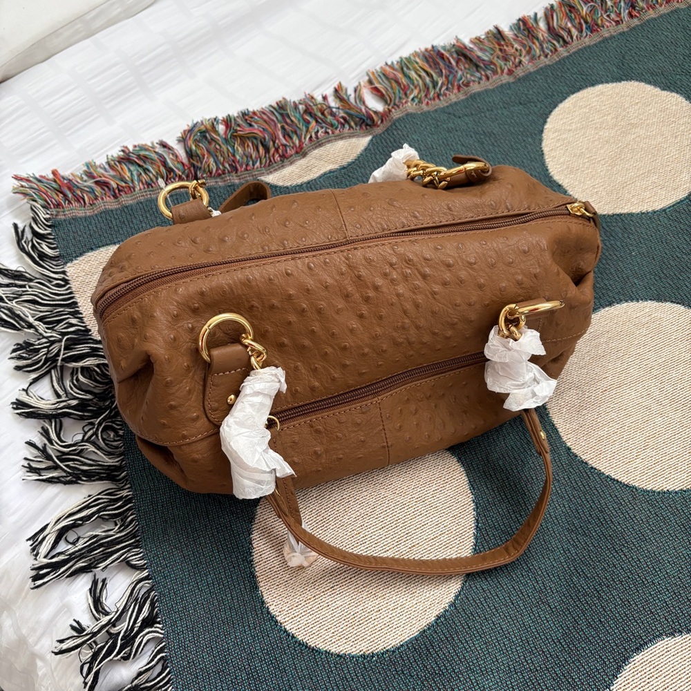 Stone Mountain Brown Ostrich Pattern Satchel Shou… - image 2